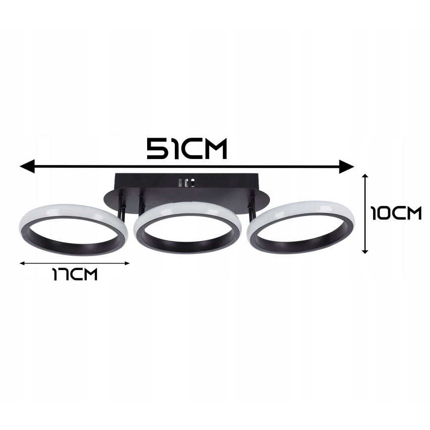 Dimmbare LED-Deckenleuchte LED/30W/230V 3000–6500K schwarz Wi‑Fi Tuya + Fernbedienung