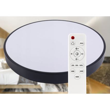 Dimmbare LED-Deckenleuchte LED/50W/230V 3000-6500K d 50 cm schwarz + Fernbedienung