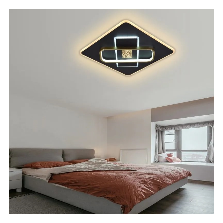 Dimmbare LED-Deckenleuchte LED/90W/230V 3000-6500K schwarz + Fernbedienung