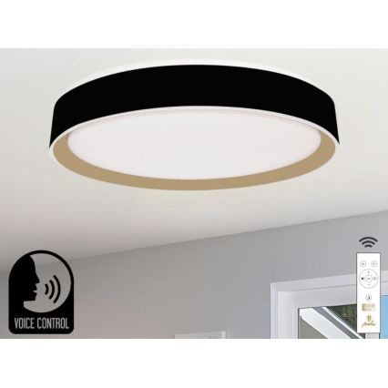 Dimmbare LED-Deckenleuchte mit Sprachsteuerung OPAL LED/48W/230V 2700-6500K schwarz + Fernbedienung