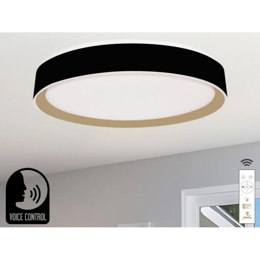 Dimmbare LED-Deckenleuchte mit Sprachsteuerung OPAL LED/48W/230V 2700-6500K schwarz + Fernbedienung