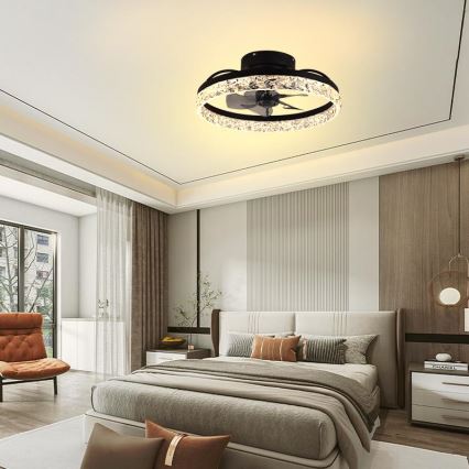 Dimmbare LED-Deckenleuchte mit Ventilator LED/35W/230V 3000-6500K schwarz + Fernbedienung