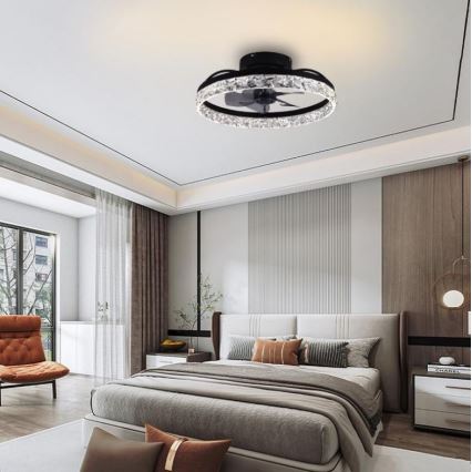 Dimmbare LED-Deckenleuchte mit Ventilator LED/35W/230V 3000-6500K schwarz + Fernbedienung