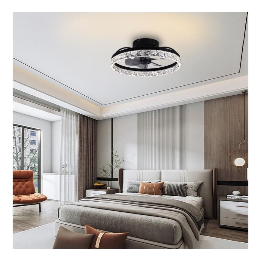 Dimmbare LED-Deckenleuchte mit Ventilator LED/35W/230V 3000-6500K schwarz + Fernbedienung