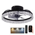 Dimmbare LED-Deckenleuchte mit Ventilator LED/35W/230V 3000-6500K schwarz + Fernbedienung