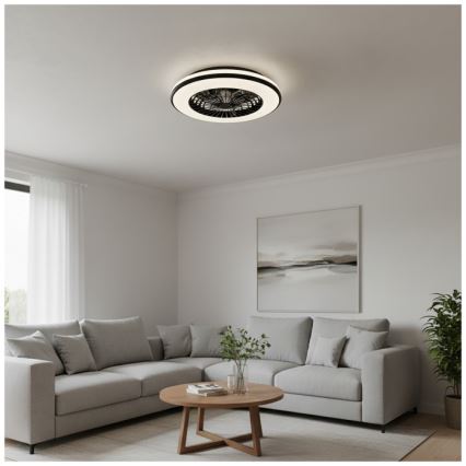Dimmbare LED-Deckenleuchte mit Ventilator VENTELUX LED/48W/230V 3000/4000/6500K Ø 48,5 cm schwarz + Fernbedienung