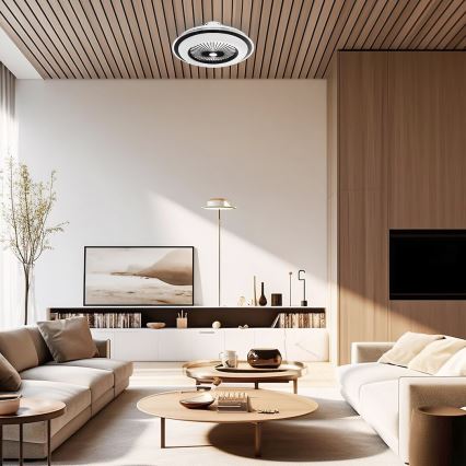 Dimmbare LED-Deckenleuchte mit Ventilator ZEPHYR LED/48W/230V 3000-6000K schwarz + Fernbedienung