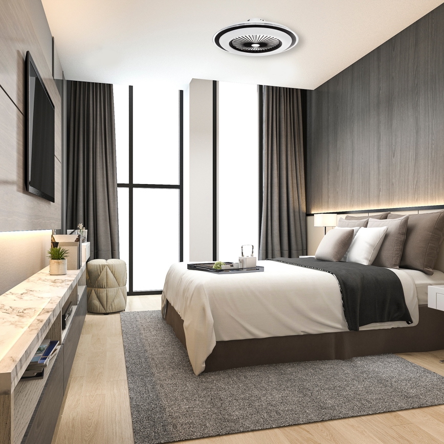 Dimmbare LED-Deckenleuchte mit Ventilator ZONDA LED/48W/230V 3000-6000K schwarz + Fernbedienung