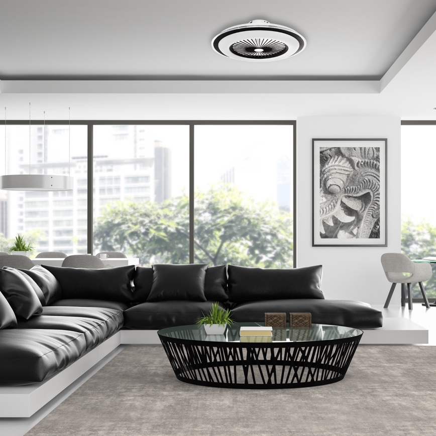 Dimmbare LED-Deckenleuchte mit Ventilator ZONDA LED/48W/230V 3000-6000K schwarz + Fernbedienung