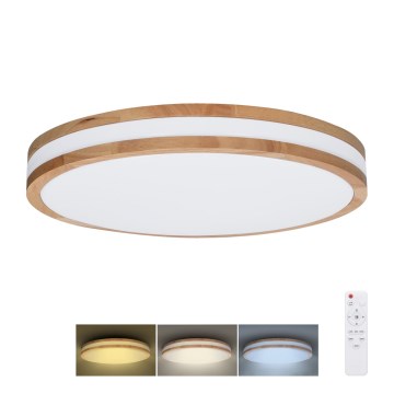 Dimmbare LED-Deckenleuchte WOODY LED/48W/230V 3000-6500K Eiche d 38 cm + Fernbedienung