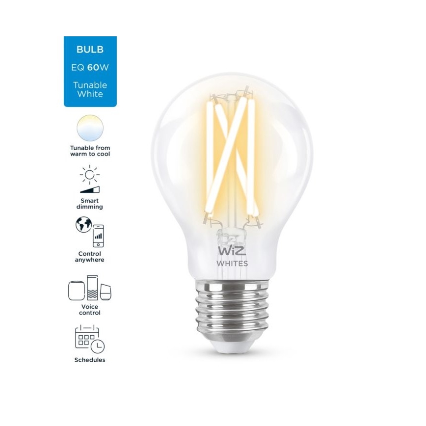 Dimmbare LED Glühbirne FILAMENT A60 E27/6,7W/230V 2700-6500K CRI 90 Wi-Fi - WiZ