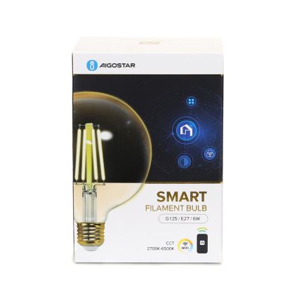 Dimmbare LED-Glühbirne FILAMENT G125 E27/6W/230V 2700-6500K Wi-Fi - Aigostar