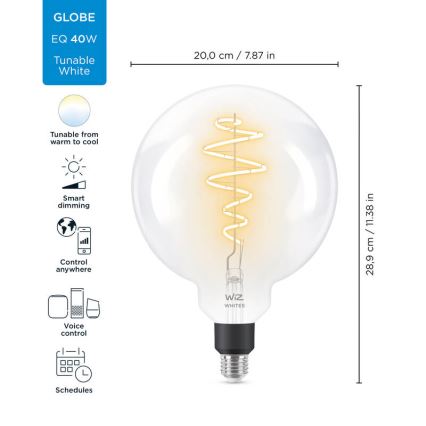Dimmbare LED Glühbirne FILAMENT G200 E27/6,5W/230V 2700-6500K CRI 90 Wi-Fi - WiZ