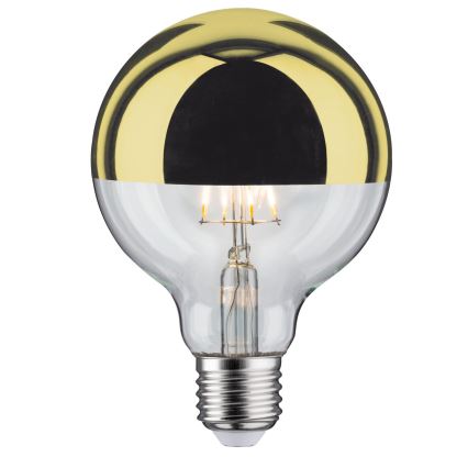 Dimmbare LED-Glühbirne mit spiegelnder, sphärischer Abdeckung GLOBE G95 E27/6,5W/230V 2700K golden – Paulmann 28675