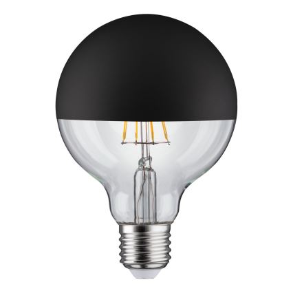 Dimmbare LED-Glühbirne mit spiegelnder, sphärischer Abdeckung GLOBE G95 E27/6,5W/230V 2700K schwarz – Paulmann 28676