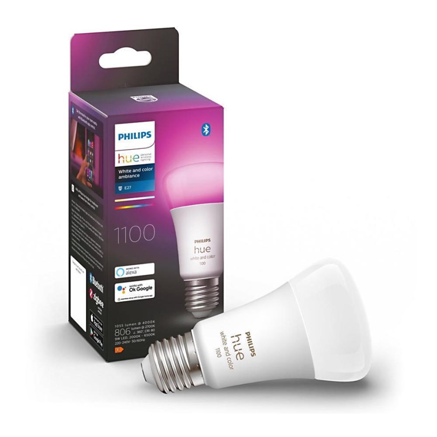 Dimmbare LED-Glühbirne Philips Hue Weiß und Farbe Ambiance A60 E27/9W/230V 2000-6500K