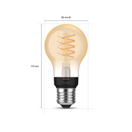 Dimmbare LED-Glühbirne Philips Hue WEIẞER GLÜHFADEN A60 E27/7W/230V 2100K