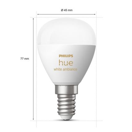 Dimmbare LED-Glühbirne Philips Hue WHITE AMBIANCE P45 E14/5,1W/230V 2200-6500K