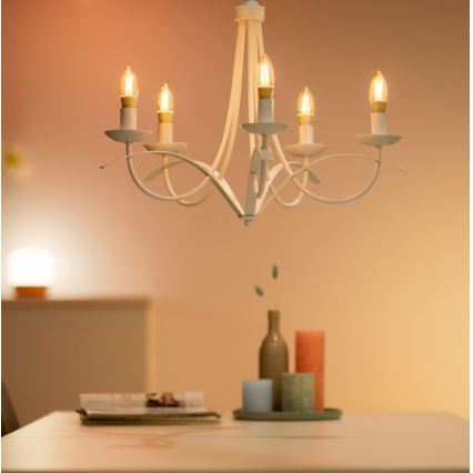 Dimmbare LED Glühbirne VINTAGE FILAMENT C35 E14/4,9W/230V 2000-5000K CRI 90 Wi-Fi - WiZ