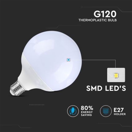 Dimmbare LED-Glühlampe G120 E27/13W/230V 6400K