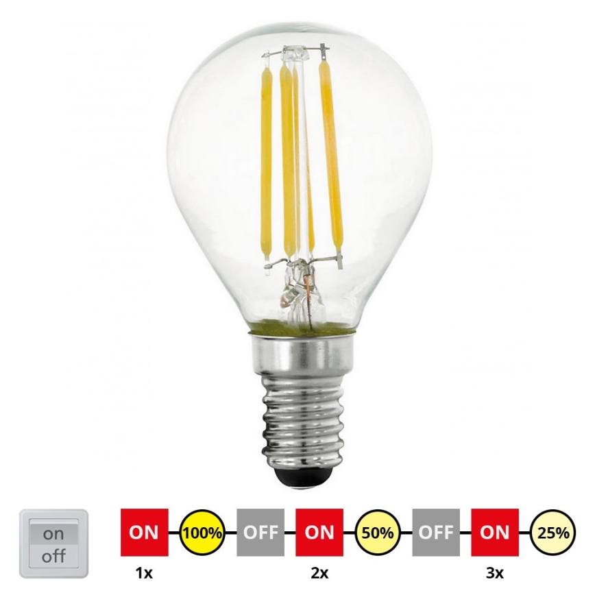 Dimmbare LED-Glühlampe VINTAGE P45 E14/4W/230V 2700K - STEPDIMMING - Eglo 11754