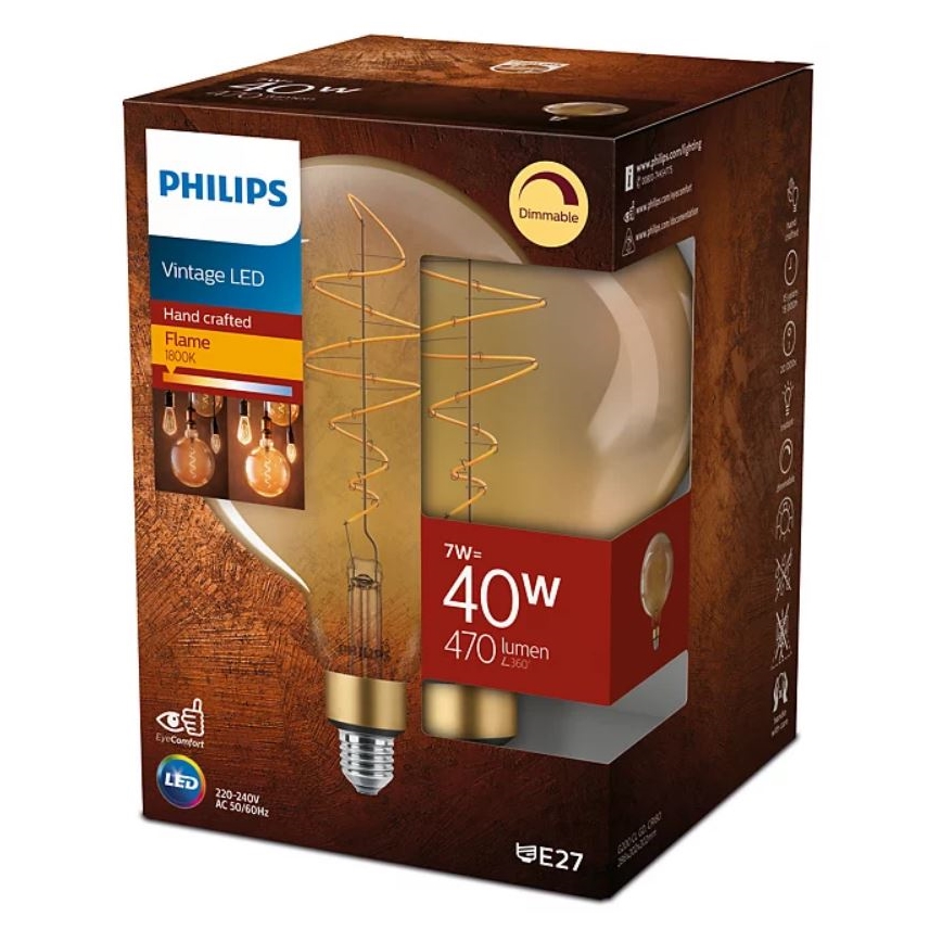 Dimmbare LED-Glühlampe VINTAGE Philips G200 E27/7W/230V 2000K