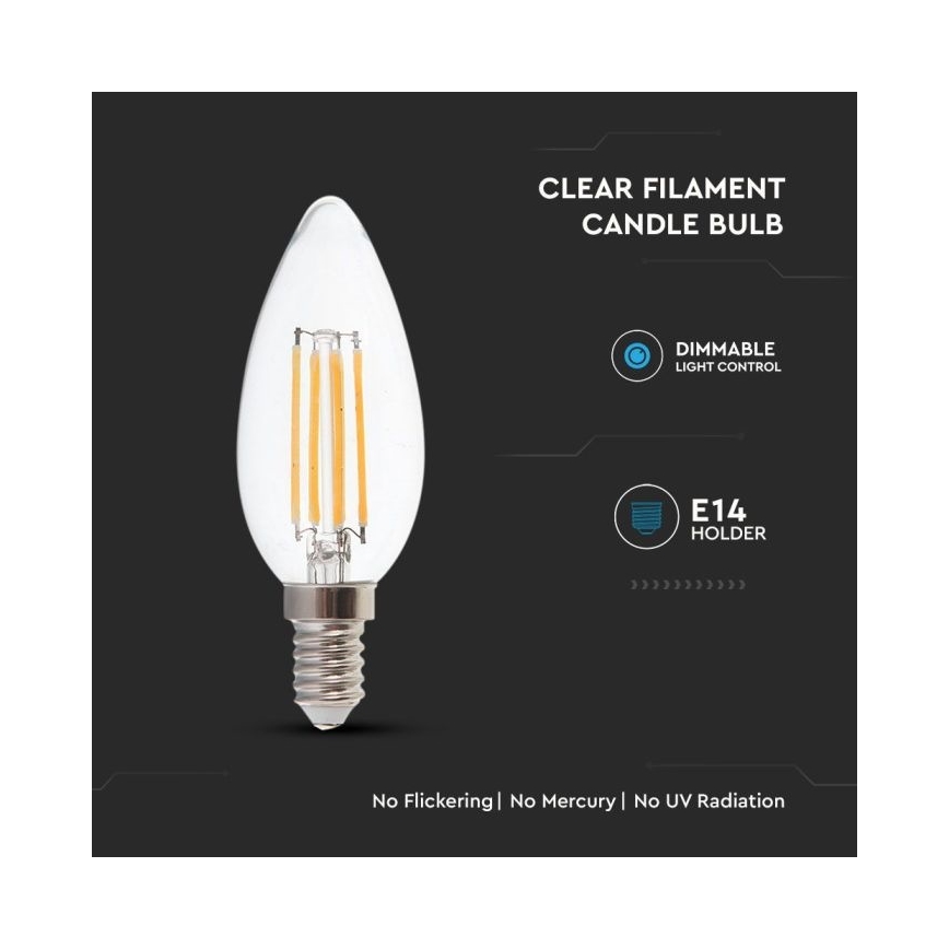 Dimmbare LED-Glühlbirne FILAMENT E14/4W/230V 3000K