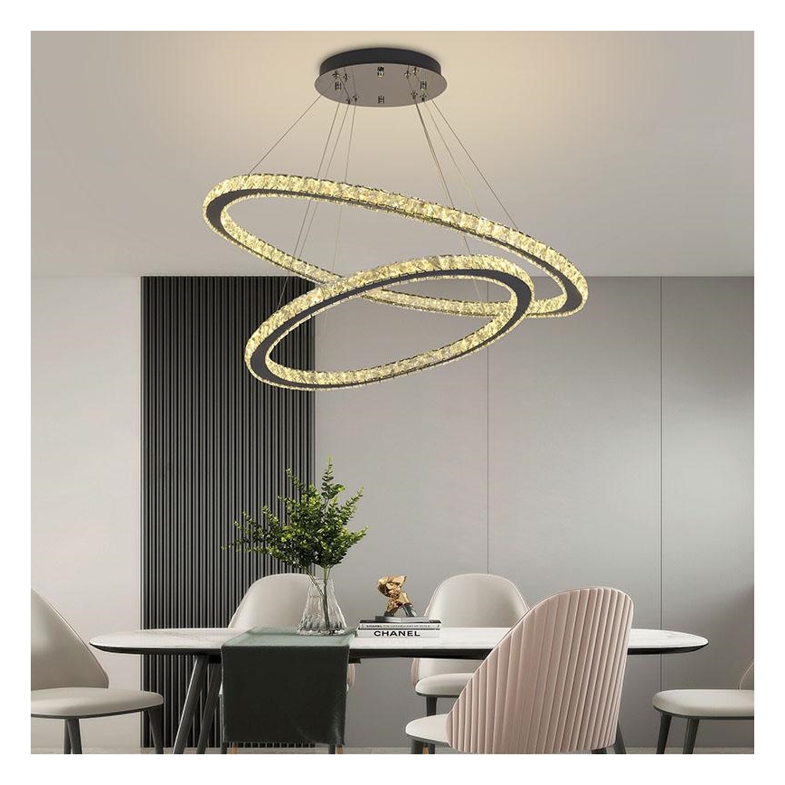 Dimmbarer LED-Kristall-Kronleuchter an Schnur LED/160W/230V 3000-6500K silbern + Fernbedienung