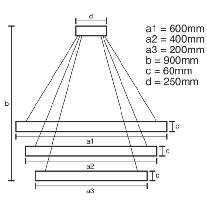 Dimmbare LED-Hängeleuchte an Schnur LED/165W/230V 3000-6500K + Fernbedienung