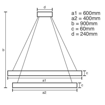 Dimmbare LED-Hängeleuchte LED/135W/230V 3000-6500K d 60 cm + Fernbedienung