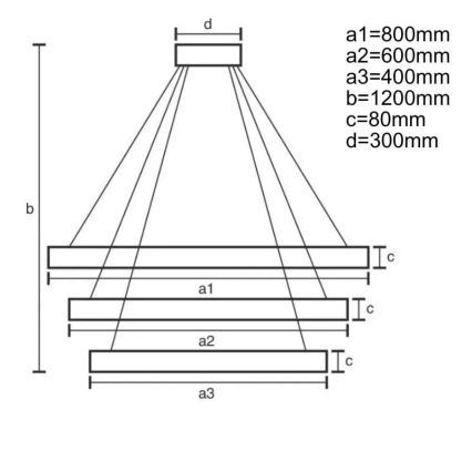 Dimmbare LED-Hängeleuchte LED/170W/230V 3000-6500K d 80 cm + Fernbedienung