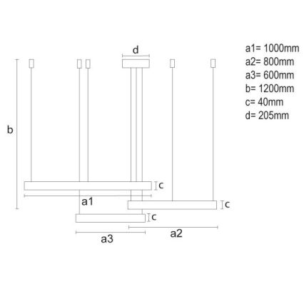 Dimmbare LED-Hängeleuchte LED/170W/230V 3000-6500K d 100 cm + Fernbedienung