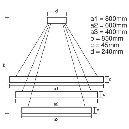 Dimmbare LED-Hängeleuchte LED/220W/230V 3000-6500K d 80 cm + Fernbedienung