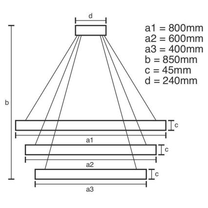 Dimmbare LED-Hängeleuchte LED/220W/230V 3000-6500K d 80 cm + Fernbedienung