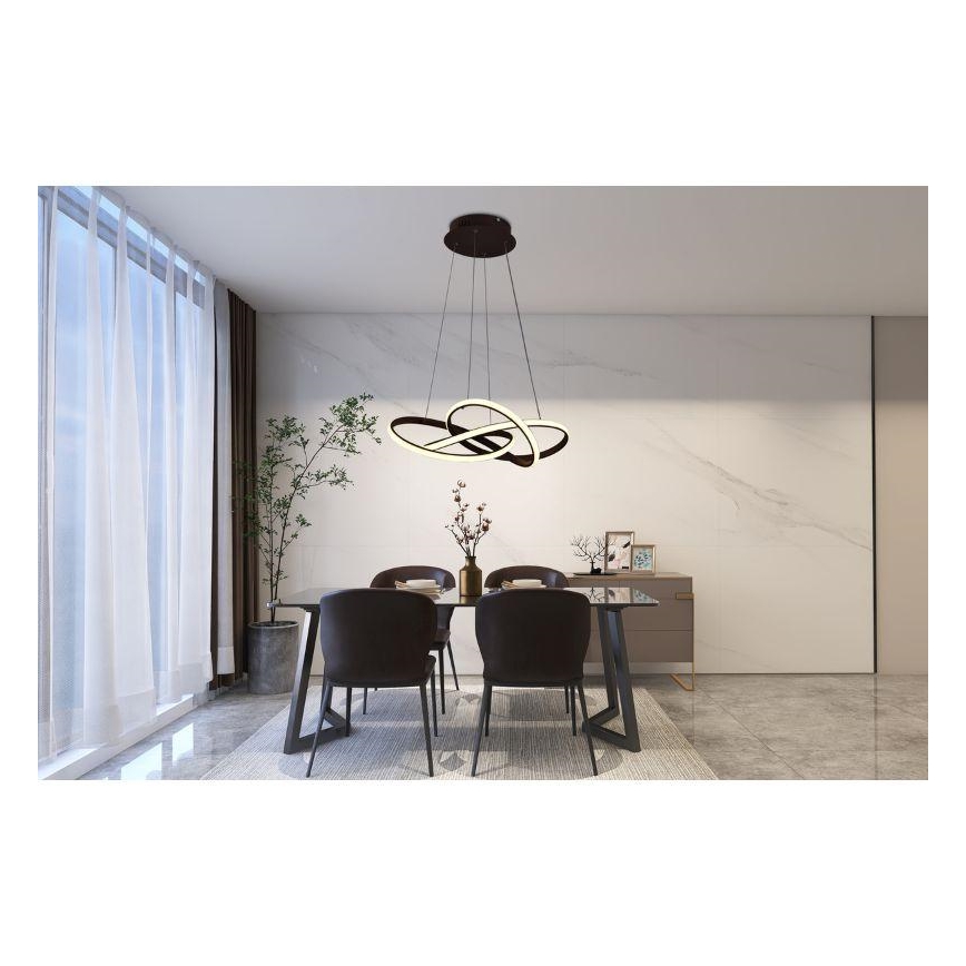 Dimmbare LED-Hängeleuchte LED/65W/230V 3000-6500K d 48 cm braun + Fernbedienung