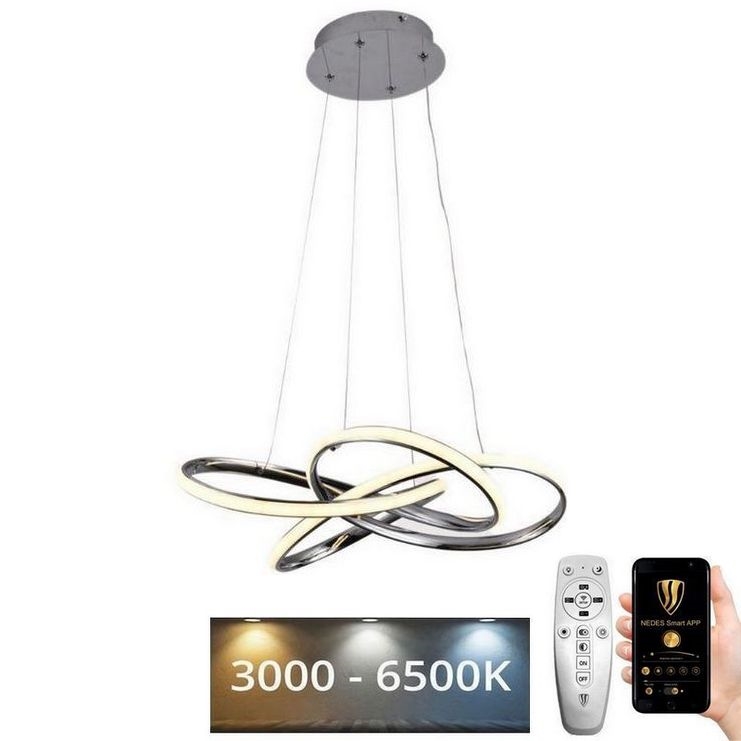 Dimmbare LED-Hängeleuchte LED/65W/230V 3000-6500K d 48 cm grau + Fernbedienung