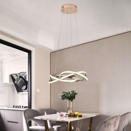 Dimmbare LED-Hängeleuchte LED/65W/230V 3000-6500K d 48 cm golden + Fernbedienung