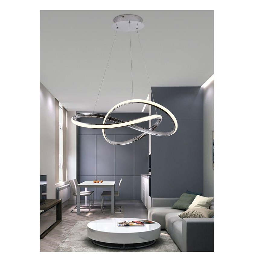 Dimmbare LED-Hängeleuchte LED/70W/230V 3000-6500K glänzendes Chrom + Fernbedienung