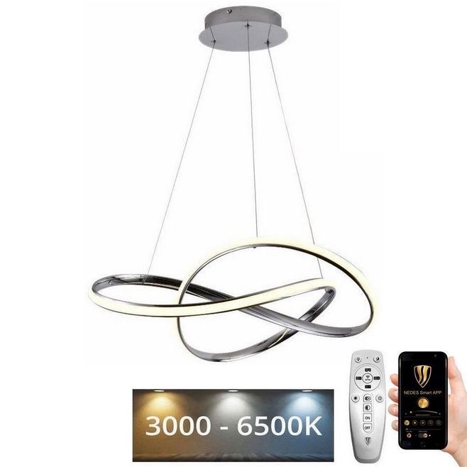 Dimmbare LED-Hängeleuchte LED/70W/230V 3000-6500K glänzendes Chrom + Fernbedienung