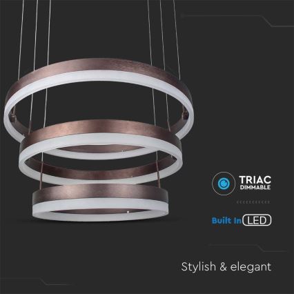 Dimmbare LED-Hängeleuchte LED/86W/230V 3000K braun