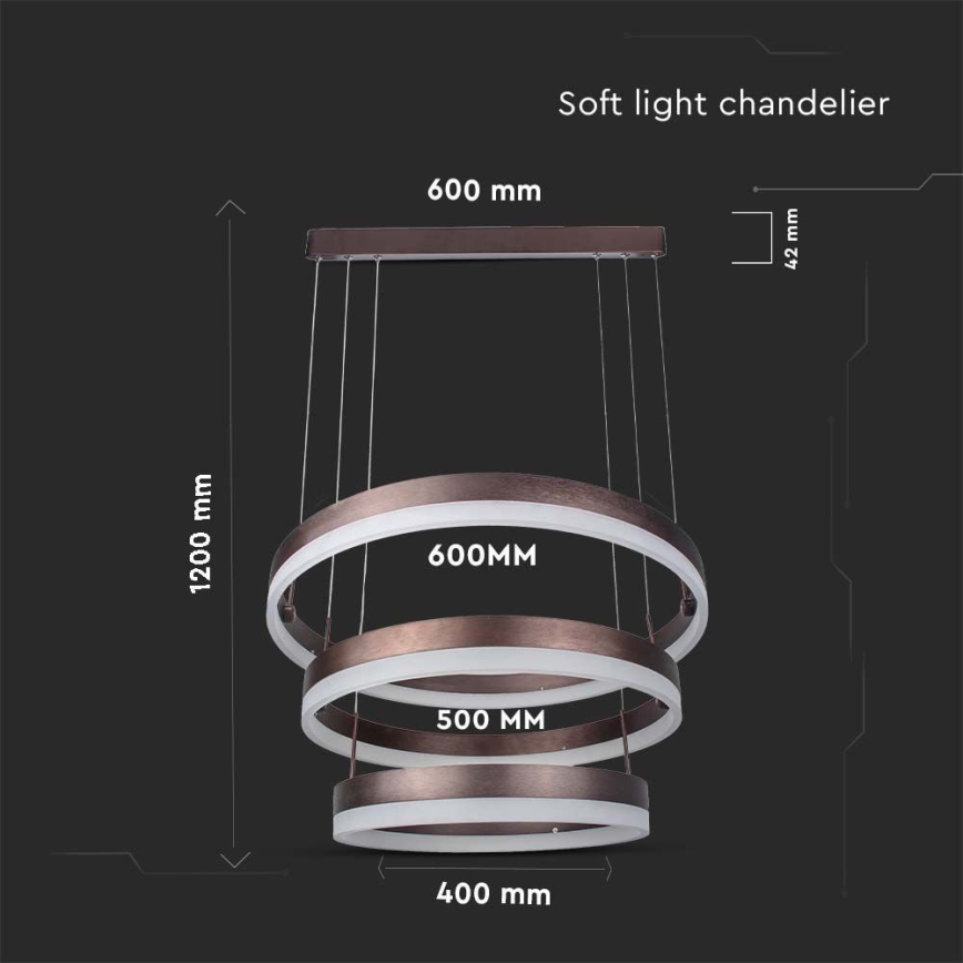 Dimmbare LED-Hängeleuchte LED/86W/230V 3000K braun