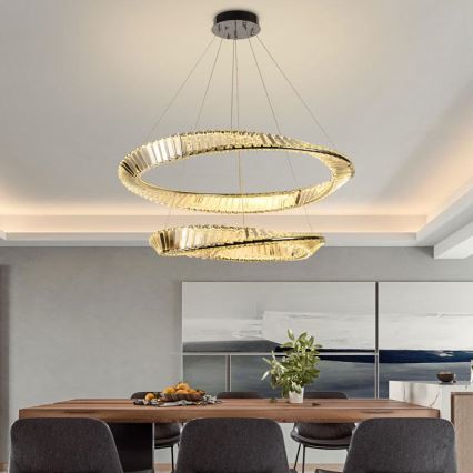 Dimmbarer LED-Kristallkronleuchter an einer Aufhängung LED/90W/230V 3000-6500K glänzendes Chrom + Fernbedienung