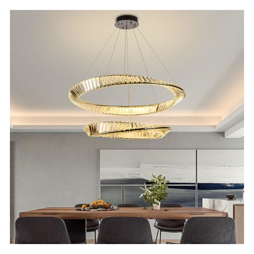 Dimmbarer LED-Kristallkronleuchter an einer Aufhängung LED/90W/230V 3000-6500K glänzendes Chrom + Fernbedienung
