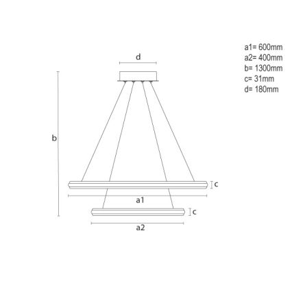 Dimmbare LED-Pendelleuchte an Drahtseil LED/90W/230V 3000-6500K Ø 60 cm + Fernbedienung