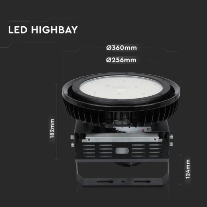 Dimmbare LED-Hochleistungsleuchte High Bay LED/500W/230V 4000K IP65 schwarz