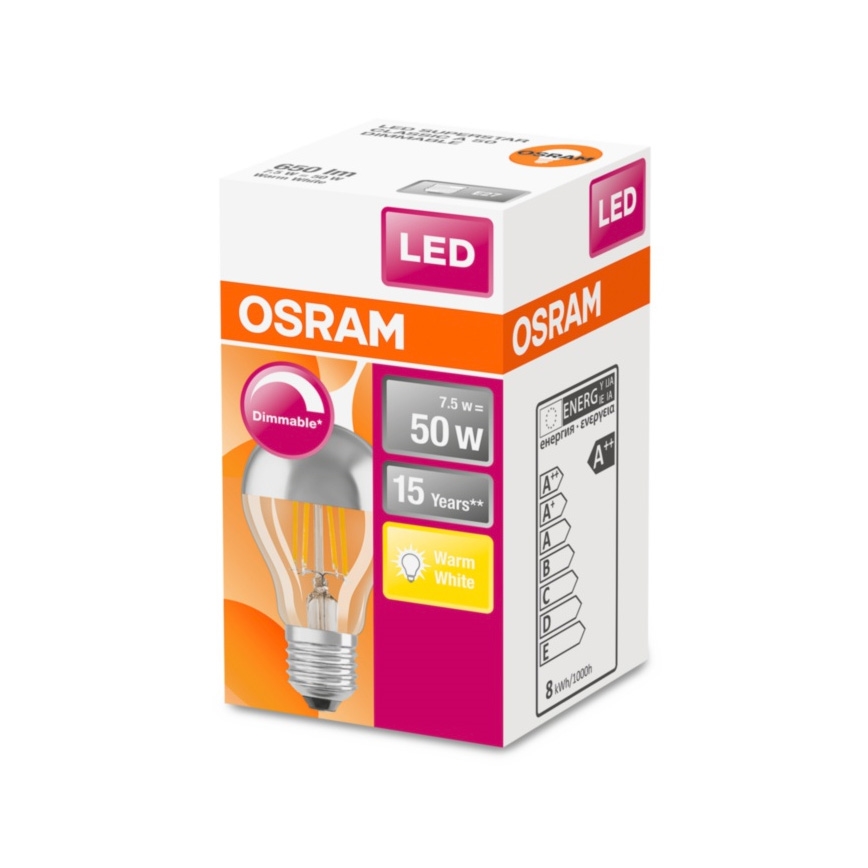 Dimmbare LED-Kopfspiegellampe E27/7,5W/230V 2700K - Osram