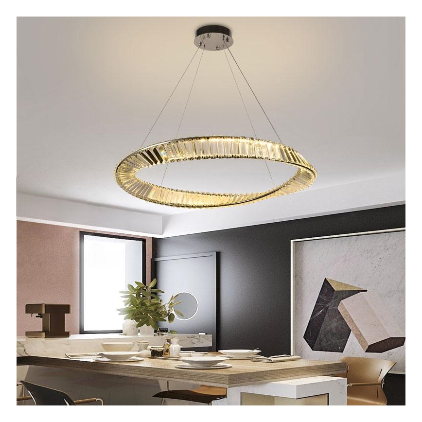 Dimmbare LED-Kristall-Hängeleuchte an Schnur LED/50W/230V 3000-6500K + Fernbedienung