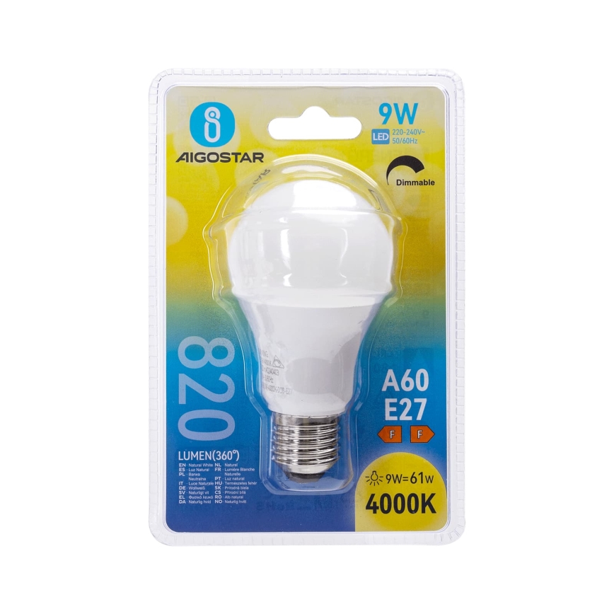 Dimmbare LED-Lampe A60 E27/9W/230V 4000K - Aigostar