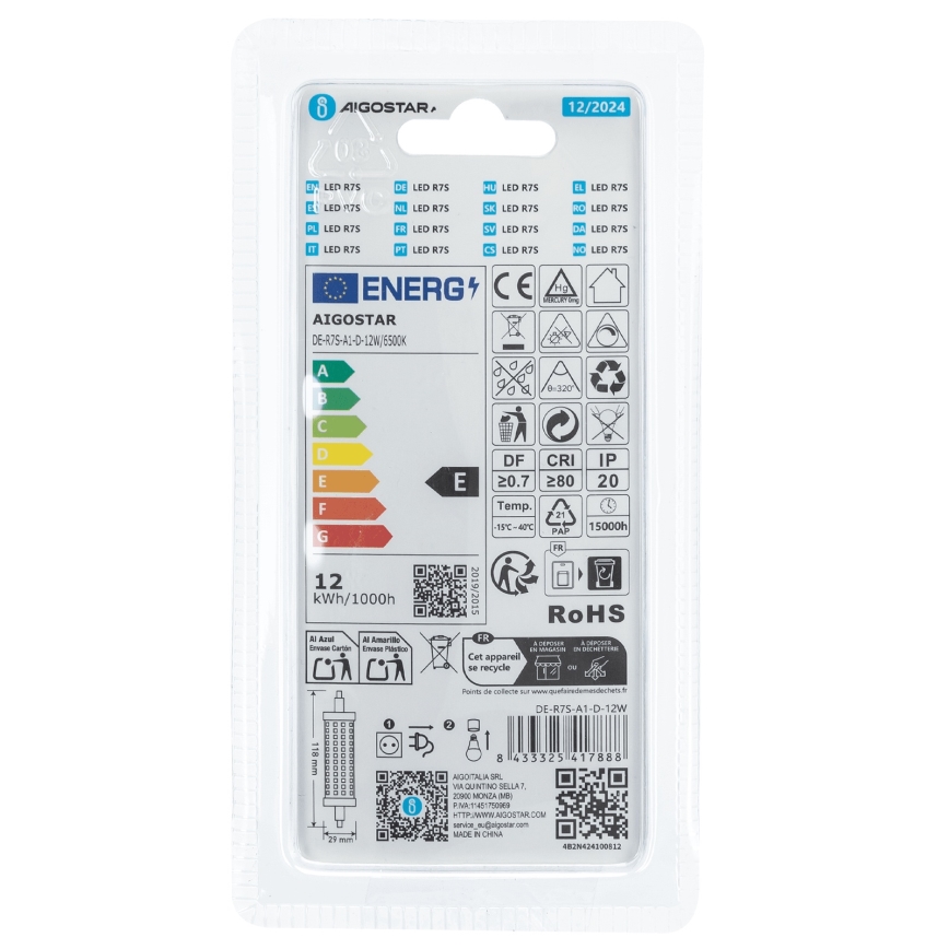 Dimmbare LED-Lampe R7s/12W/230V 6500K - Aigostar