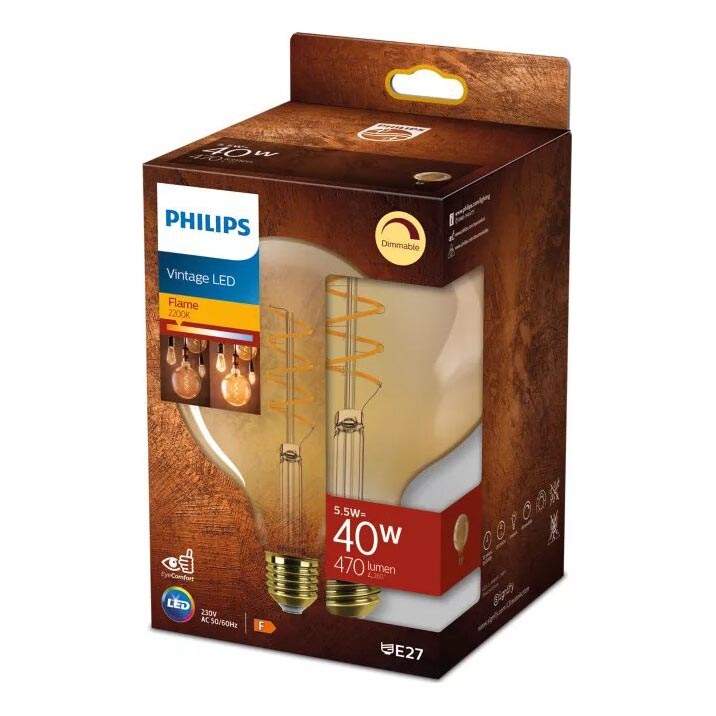 Dimmbare LED-Lampe VINTAGE Philips G125 E27/5,5W/230V 2200K
